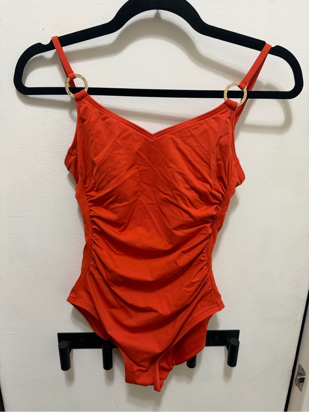 MICHAEL Michael Kors Orange Girls One-Piece Swimsuit with Gold Ring Straps